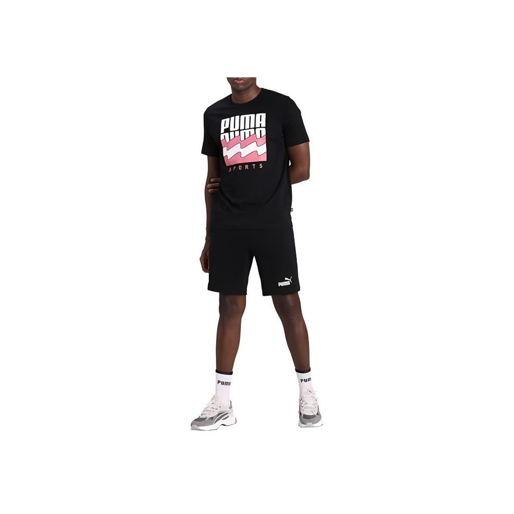 Puma Summer Graphic Large Letter Logo Print Short Sleeve T-shirt Men Tops Black 583875-01