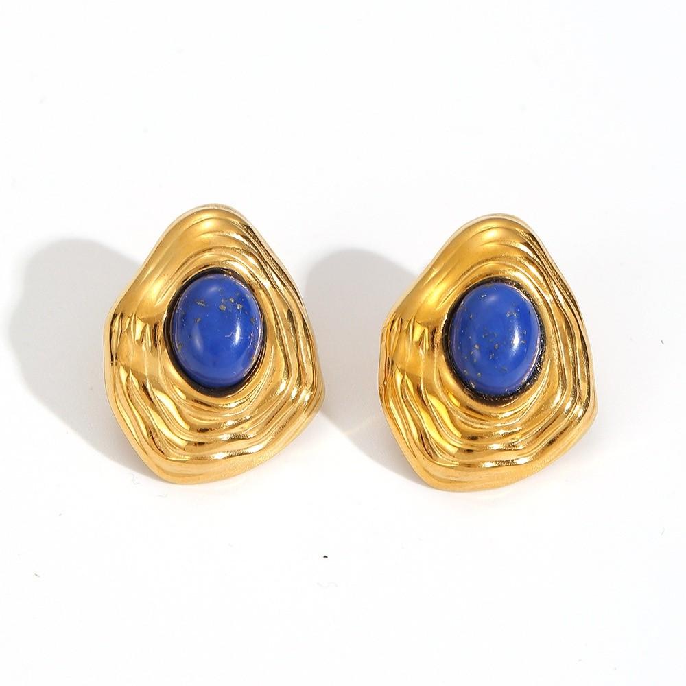 Art Deco Geometric Turquoise Stainless Steel Earrings For Women Fashion Accessories