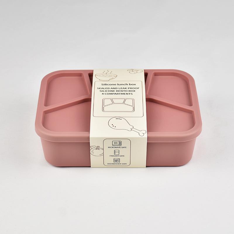 

1pc Premium simple style silicone lunch box, four compartments, lunch box with compartments, microwave safe, dishwasher safe