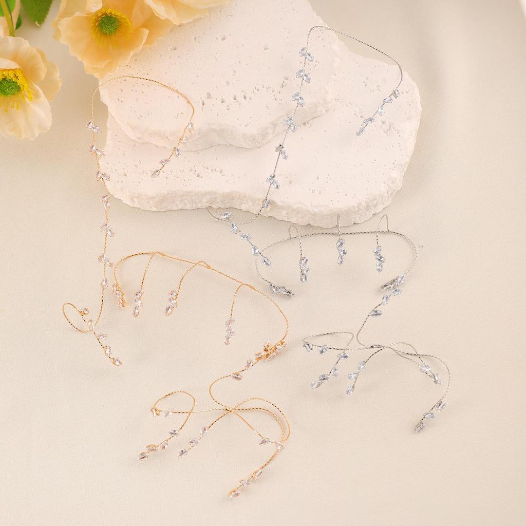 Fashion Minimalist Versatile Imitation Zircon Leaf Finger Chain Bracelet Street Photography Jewelry