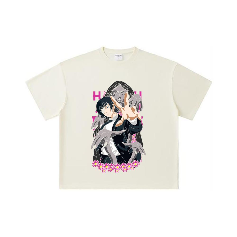 

Хлопковая футболка унисекс плотностью 260 г/м², двойная пряжа, 32 нити, 100% хлопок, с принтом Химэно из Chainsaw Man V24 S абрикосовый