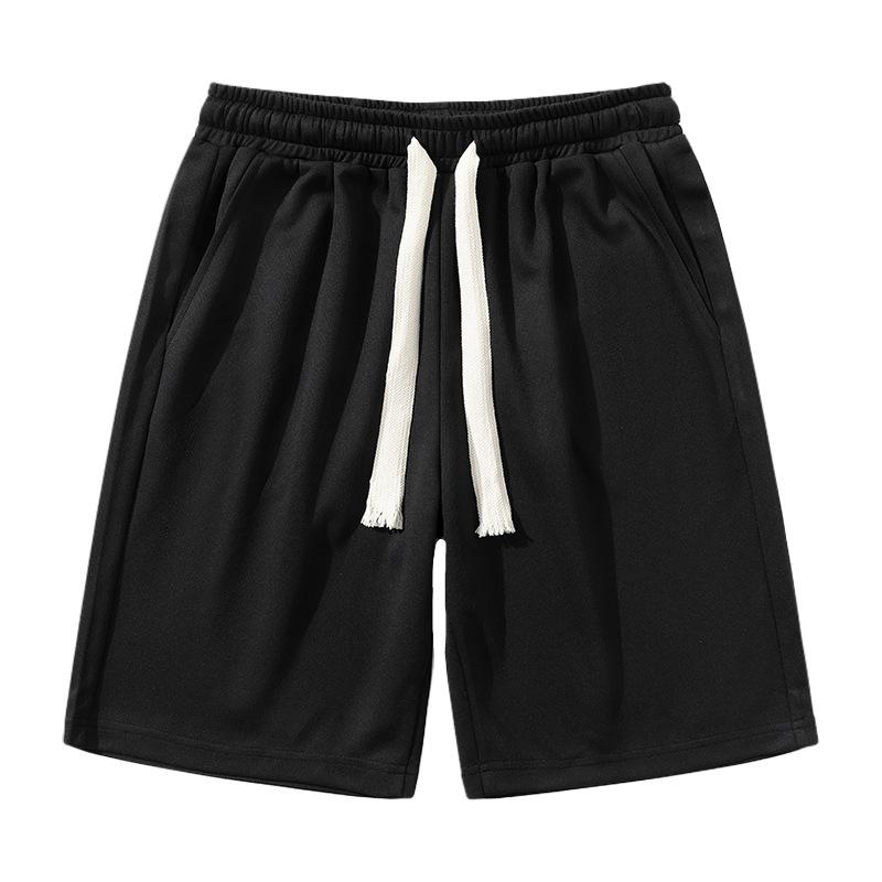 Men's Summer New Solid Color Straight Short Shorts Knitted New Oxygen Cloth Loose Thick Drawstring Capris for Men