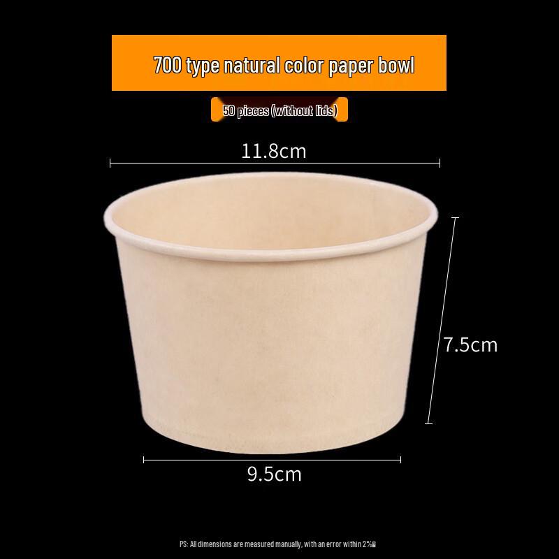 Ally Thickened Natural Disposable Paper Bowls (700ml, 50-Pack)