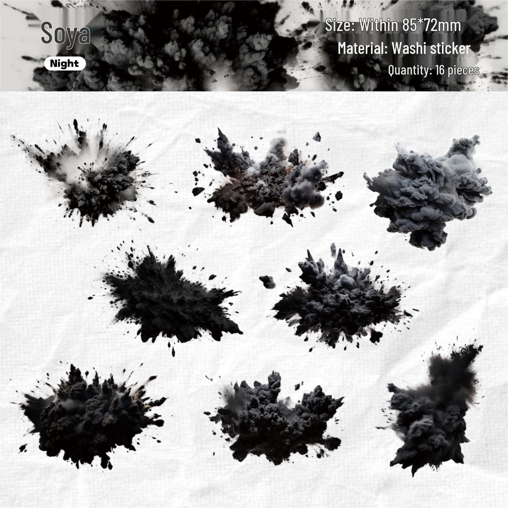 Retro Story Washi Stickers: Explosion Moment Series - 16 Sheets, Assorted Shapes for DIY Journals (6 Types)