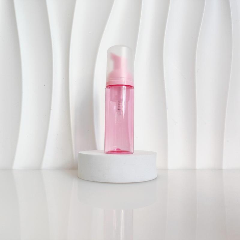 60ml Red Translucent Mousse Dispenser: Cosmetic Brush Foam Bottle for Face Wash and Travel Use