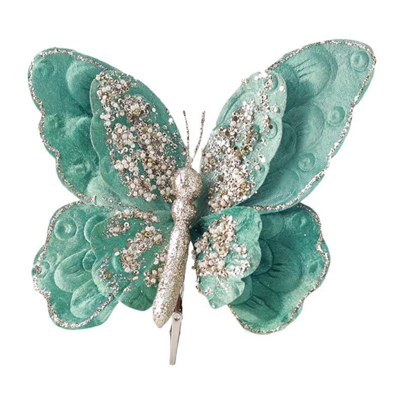 

Simulated Butterfly with Clip for Elegant Flower Pots Or Christmas Party Decoration Artificial Butterflies Ornament 1 озеро синього кольору