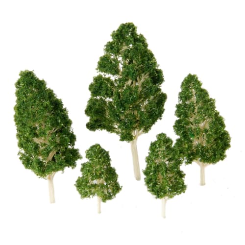 5-Piece Set of Potted Tree Model Trees for Model Trains, Landscapes, and Scenery Collections, Dioramas, Architectural Models, and Train Models (HO N Z