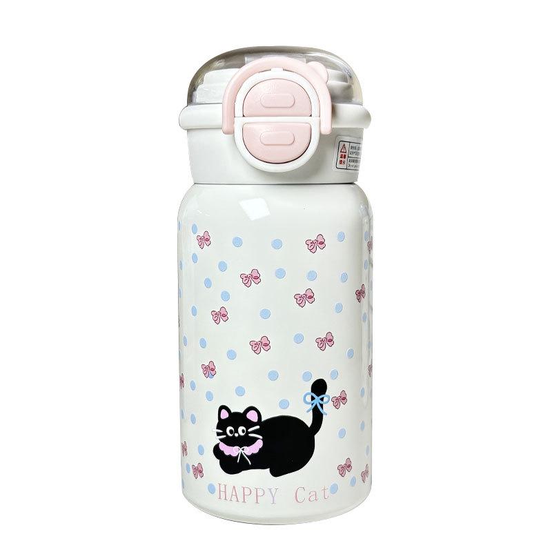 Kitten Thermos Cup: 2026 Stylish Insulated Straw Cup for Students - Cute, Portable, 316 Stainless Steel