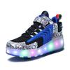 LED Rechargeable Kids Roller Skate Shoes with Double Wheel Shoes Sport Sneaker Heely
