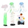 6 Stück Leuchtende Aquariumdekorationen Simulation Silikon Seetang Silberner Lotus Lotusblatt Feder Koralle Quallen Ornamente