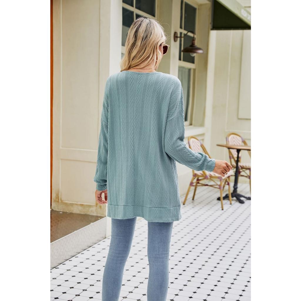 GMXIA Høst Strikkejakke Dame Høst Langermet Ensfarget Cardigan Genser Dame