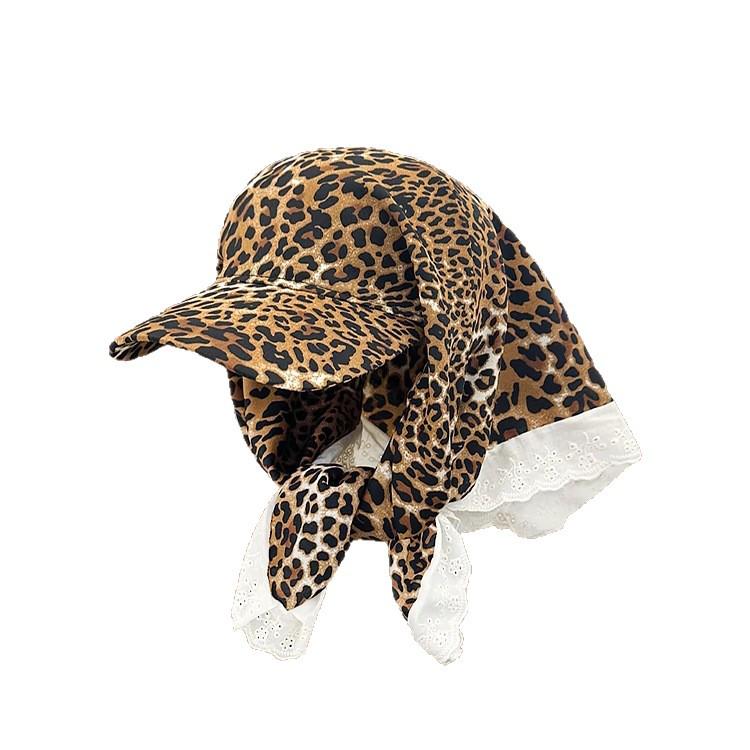 Leopardenmuster Bandana Flache Kappe für Damen - Sonnenschutz Hip Hop Stil Kopfbedeckung