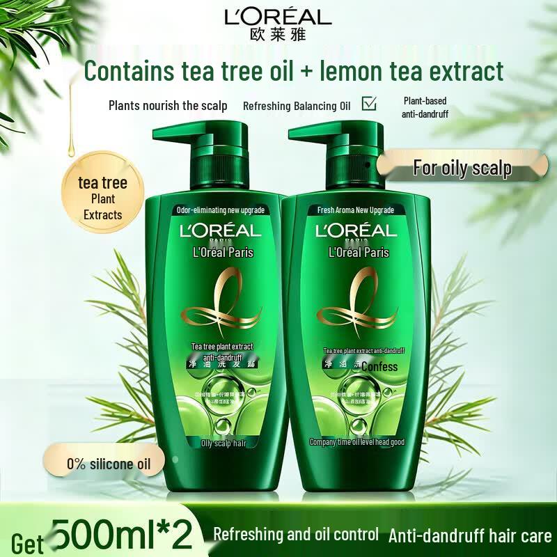 L Oréal Tea Tree Purifying Anti-Dandruff Shampoo (500ml x 2)