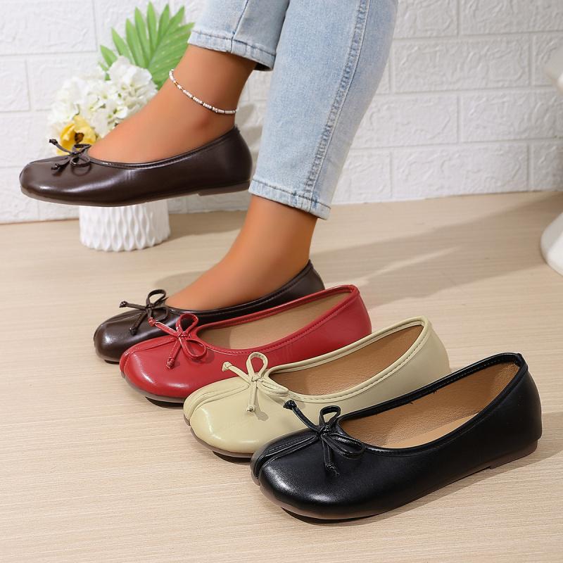 Fashion Shoes Cswo01 Women's Ballet Flats Split Toe Mary Janes French Chic Leather Soft Sole Slip On Shoes Minimalist Comfort Office Loafers Bows Cm