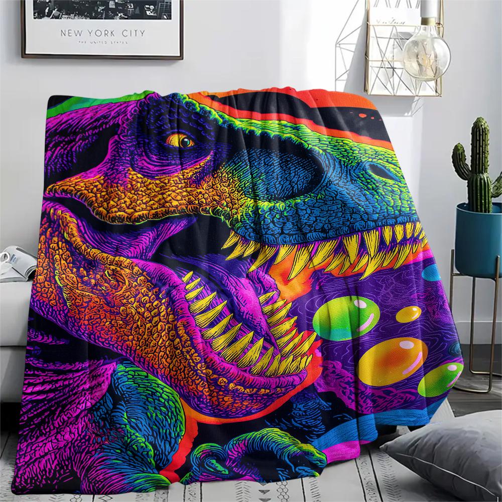 dinosaur Print Flannel Blanket, High quality Comfortable for All Seasons, Home Decor, Warmth and Comfort, Perfect for Christmas Gifts