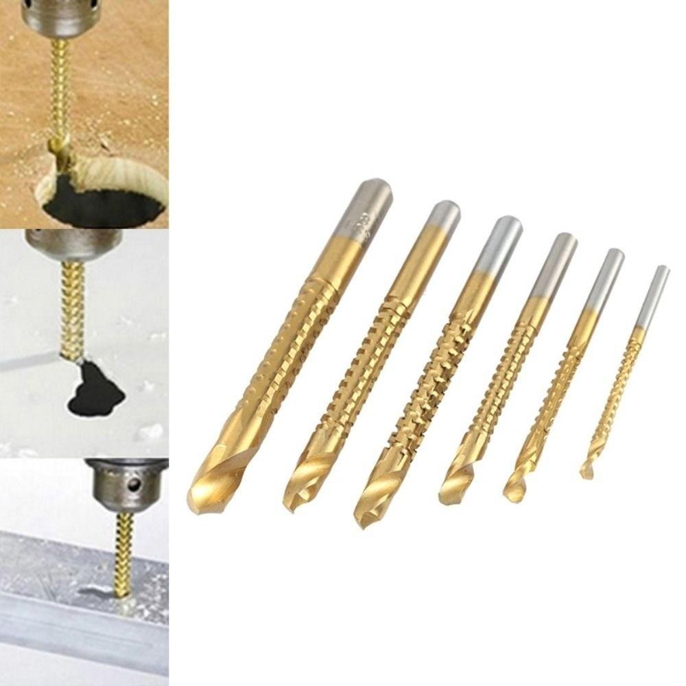 6pcs Hole Opening Grooving Drills Multi-functional HSS Drill Bits Twist Bore Bits  Plastic Plate