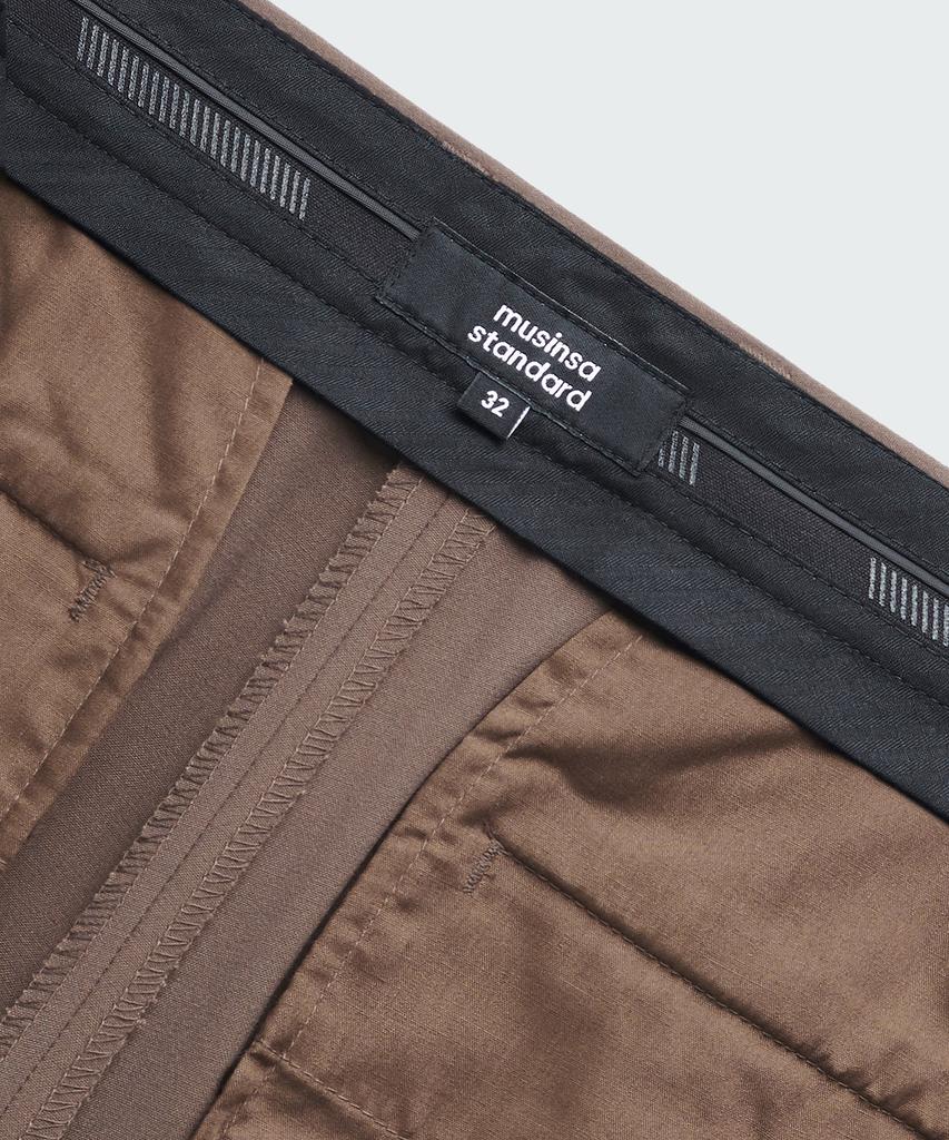 Musinsa Standard Lightweight Tapered Hidden Banding Crop Slacks [Light Brown]