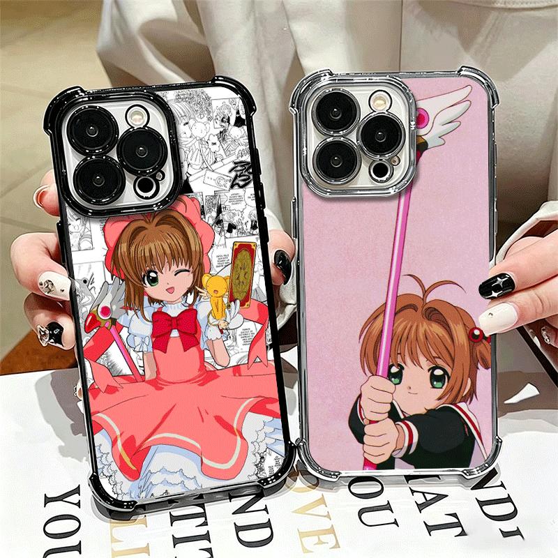CardCaptor Sakura Anime Soft Phone Case For iPhone 15 16 17 Air 14 Pro Max 16E Plus 13 12 Mini Plating Anti-Fall Fundas