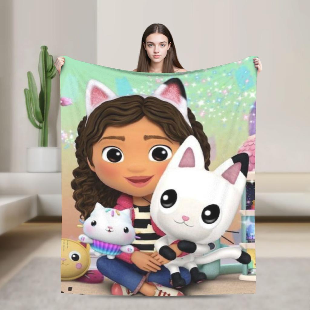 G-Gabby’s Dollhouseds Plush  Warm Soft Blanket  Children Plush Throw Blanket Print Couch Chair Flannel Bedspread Sofa Bed Cover