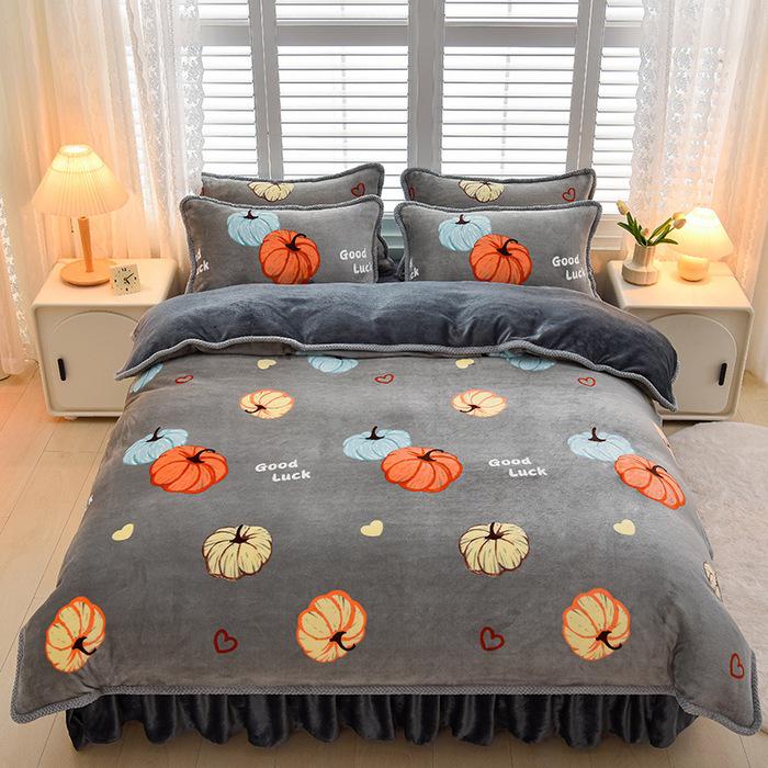 2025 Milch-Samt-Flanell 4-teiliges Set: Bettbezug aus Korallenfleece Klasse A