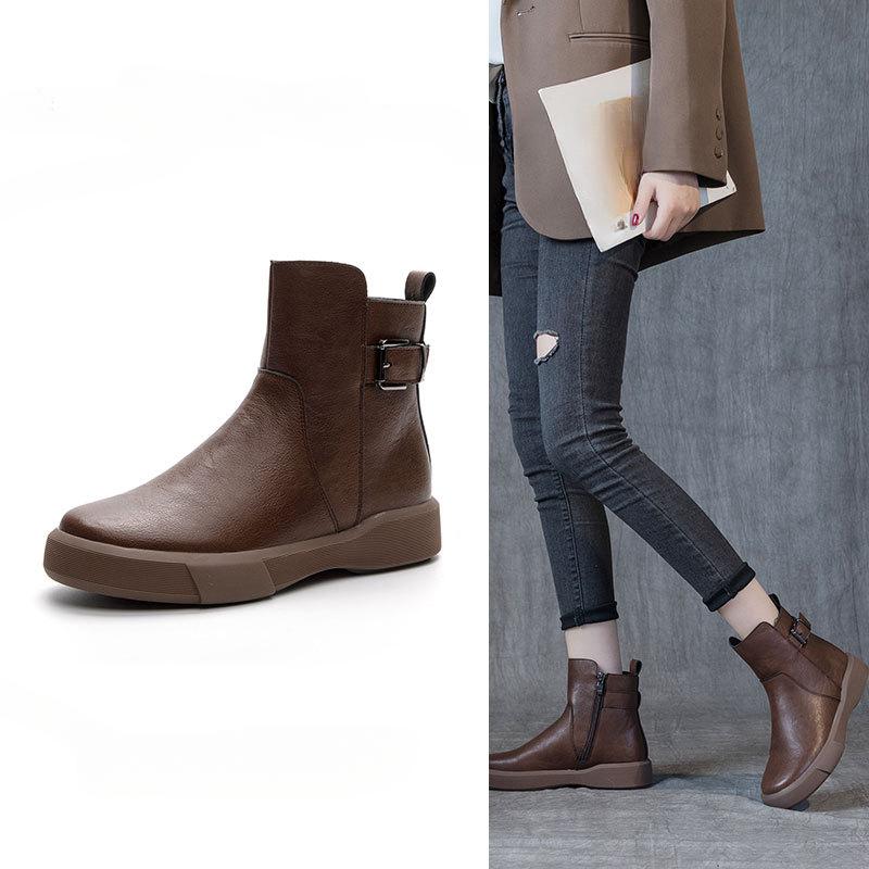 Retro Boots Women's Shoes Best-selling and Versatile Ankle Boots Low-top Thick-soled Boots