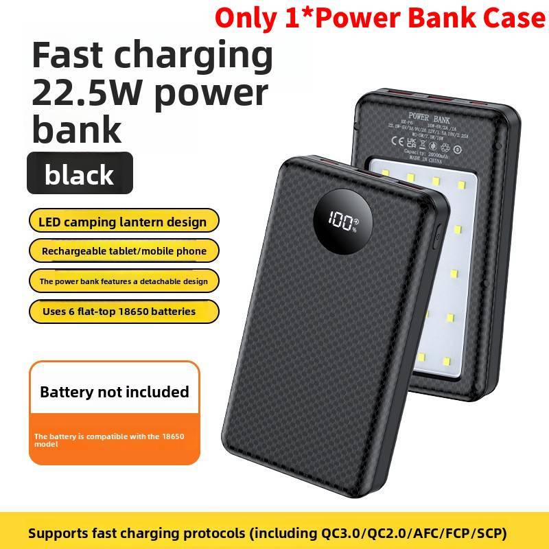 Portable Battery Case With Wireless Charging And Camping Light For Outdoor Use
