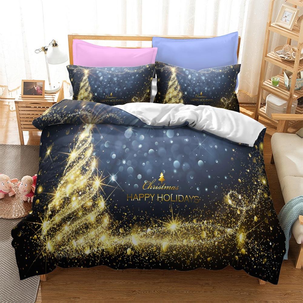 Christmas Series Bedding Three-Piece Home Textile Kit Digital Printing Production