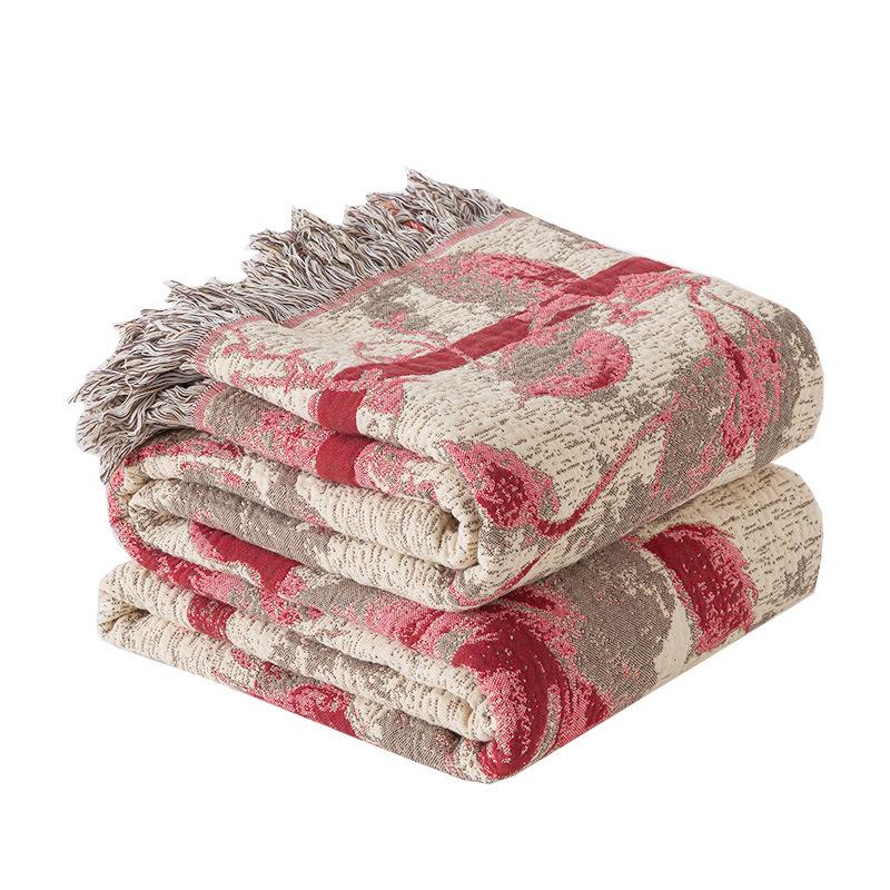 Gruby bawełniany muślinowy koc z frędzlami Ręcznik Pikowana kołdra dla pary Letnia chłodząca kołdra Letni cienki koc na sofę łóżko do drzemki