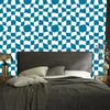 Wallpaper Casual checkerboard turquoise and white, turquoise background 50x1000