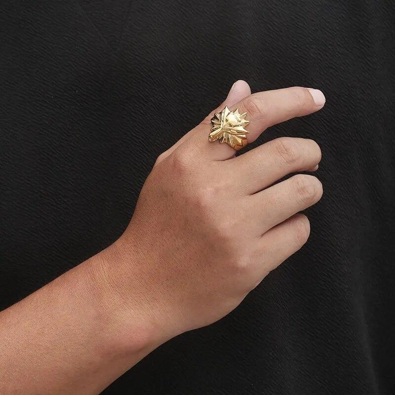 Nerezový prsten s krychlovou lví hlavou pro muže Jednoduchý personalizovaný zvířecí koktejl Šperky Punk Halloweenský prstový doplněk