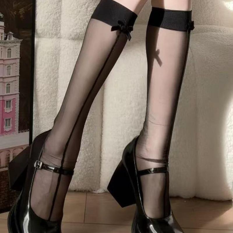 Sex underwear, stockings, straight line bow, shrimp line, calf socks, front and rear two wear thin bottom socks, medium tube socks