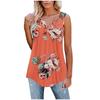 Fashion Womens Summer V-neck Sleeveless Prints Tops Ruffle Loose Tunic Blouse