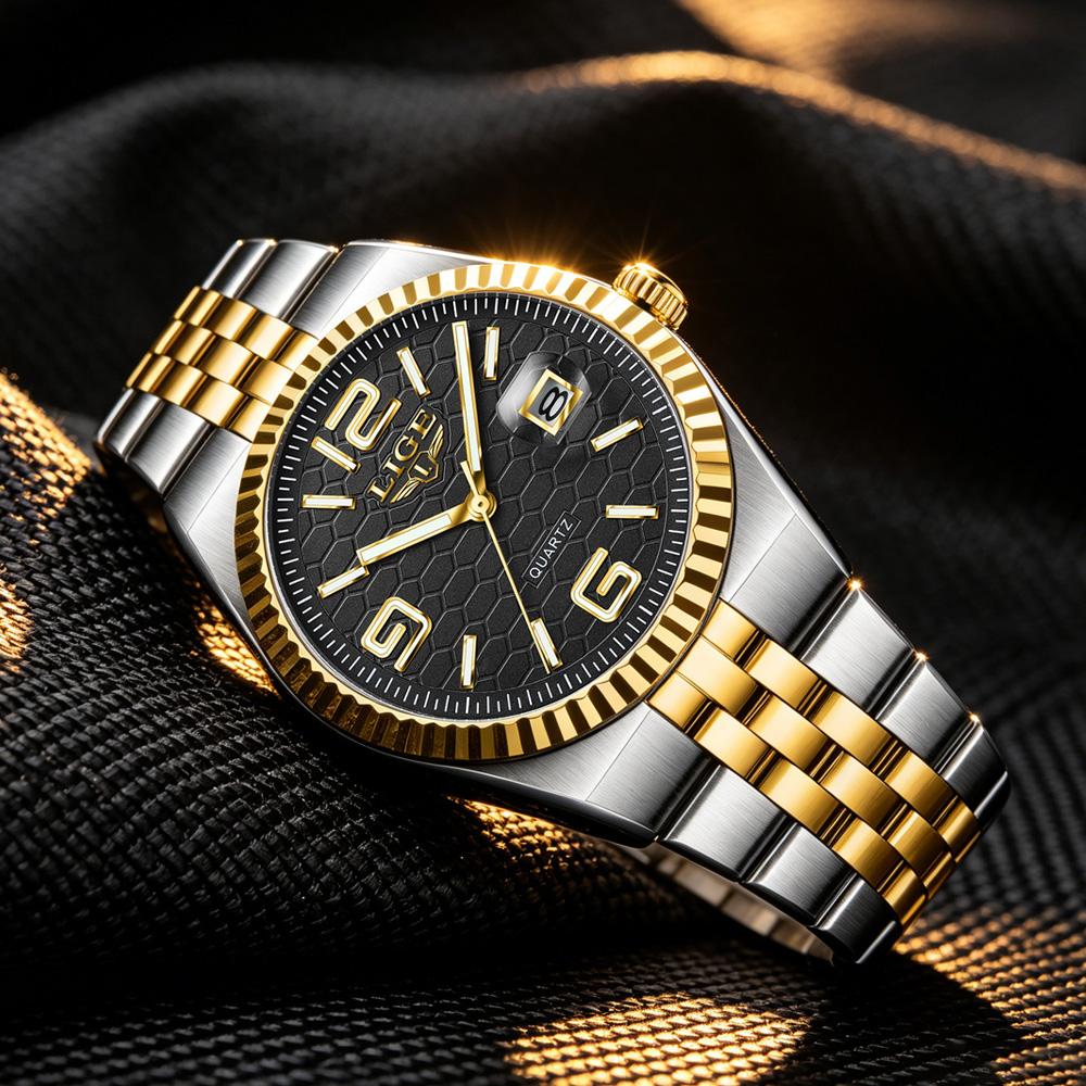 LIGE Brand Luxury Men Wristwatch Waterproof Luminous Stainless Steel Man Watch Date Quartz Business Men's Watches Reloj