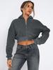 Women's Cropped Hoodie with Full Zip In Multiple Colors