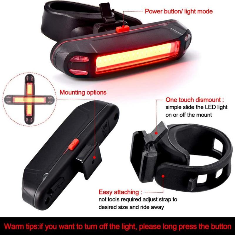 4/2/1PC Bicycle Rear Light Waterproof USB Rechargeable LED Warning Lamp Bike Flashing Accessories Night Riding Cycling Taillight