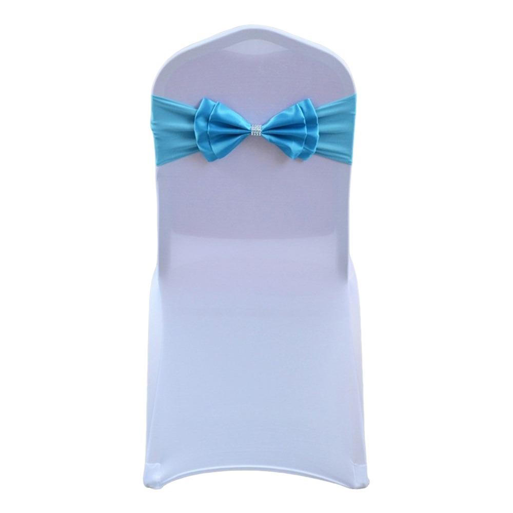 

Bows Chair Back Bow Decorative Belt Spandex with Diamond Satin Chair Sashes Ties Fastening Double Layer Chair Bandage