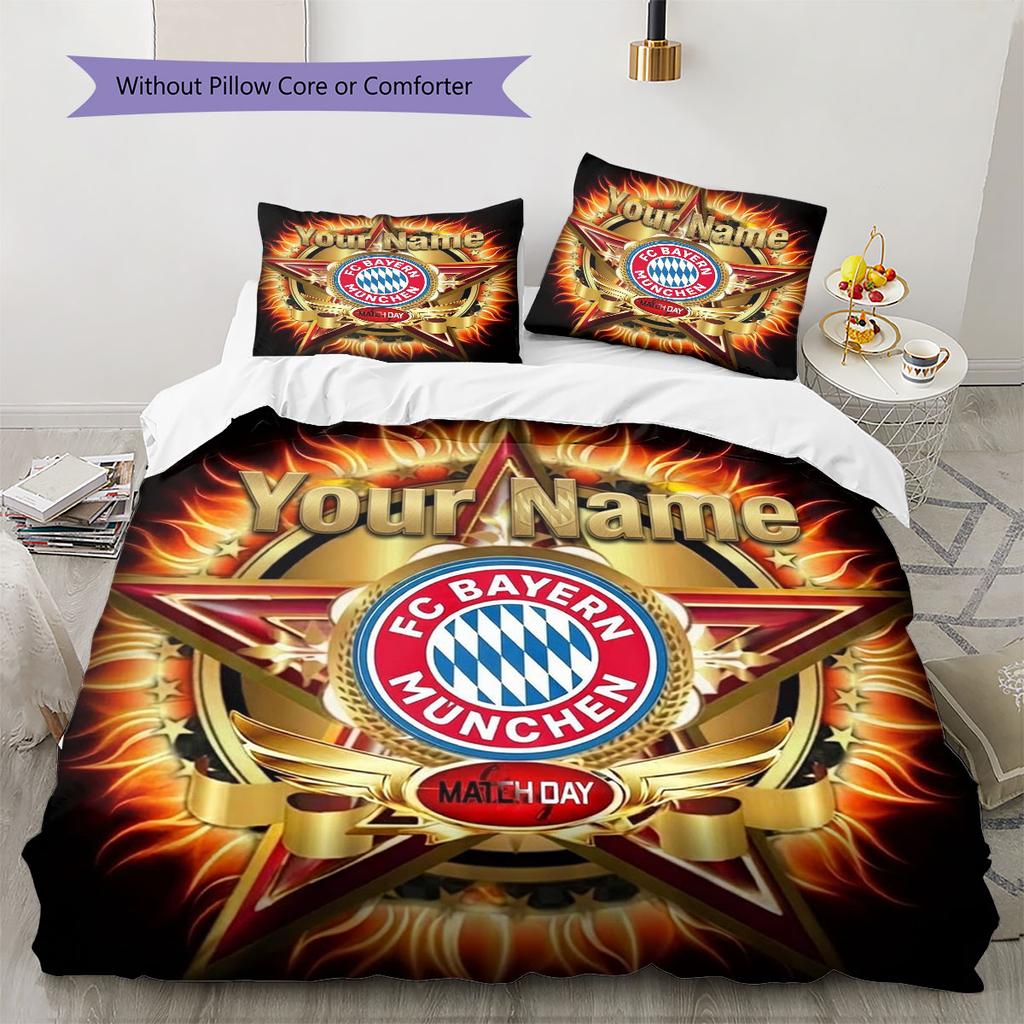 FC Bayern Munchen Custom Name Pattern Bedding,Quilt Set Quilt Cover Pillowcase Home Birthday Gift(1 * duvet cover + 2 * pillowcase, without core)