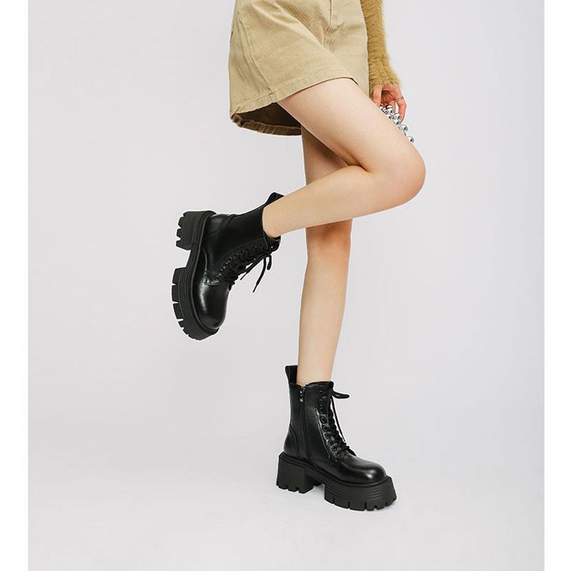 Martin Boots Damen 2025 Herbst und Winter neue kleine dicksohlige erhöhende Stiefel Britischer Stil vielseitige Lokomotivstiefel ins Tide