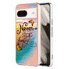 For Google Pixel 8 Case with IMD Marble Flower Pattern TPU Mobile Back Cover