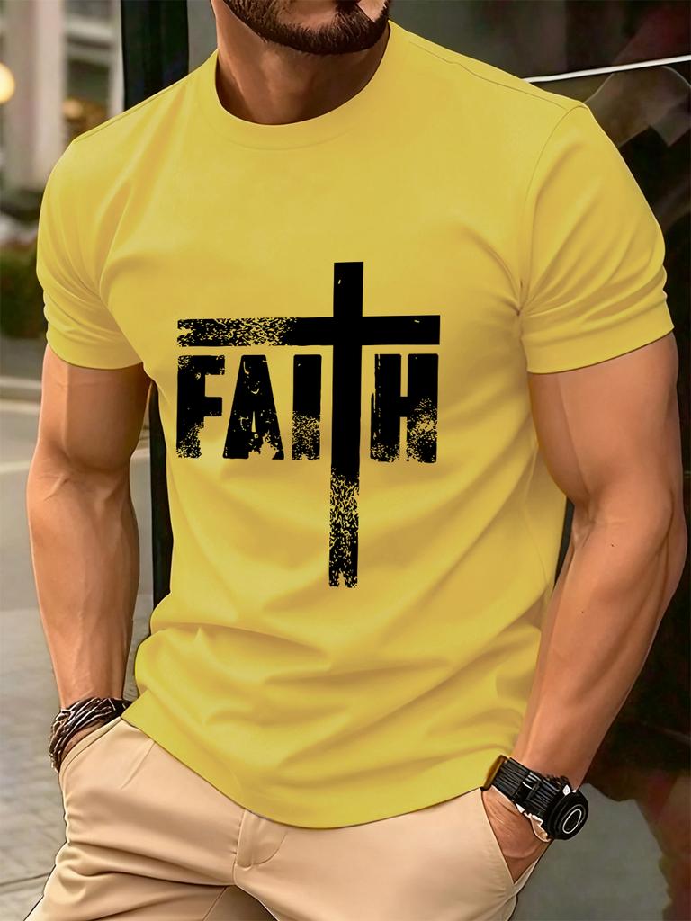 Faith The Cross Printed Cotton TShirts Mens Summer Short Sleeve Comfortable T Shirt Soft Oversized ONeck Tops Basic Clothes