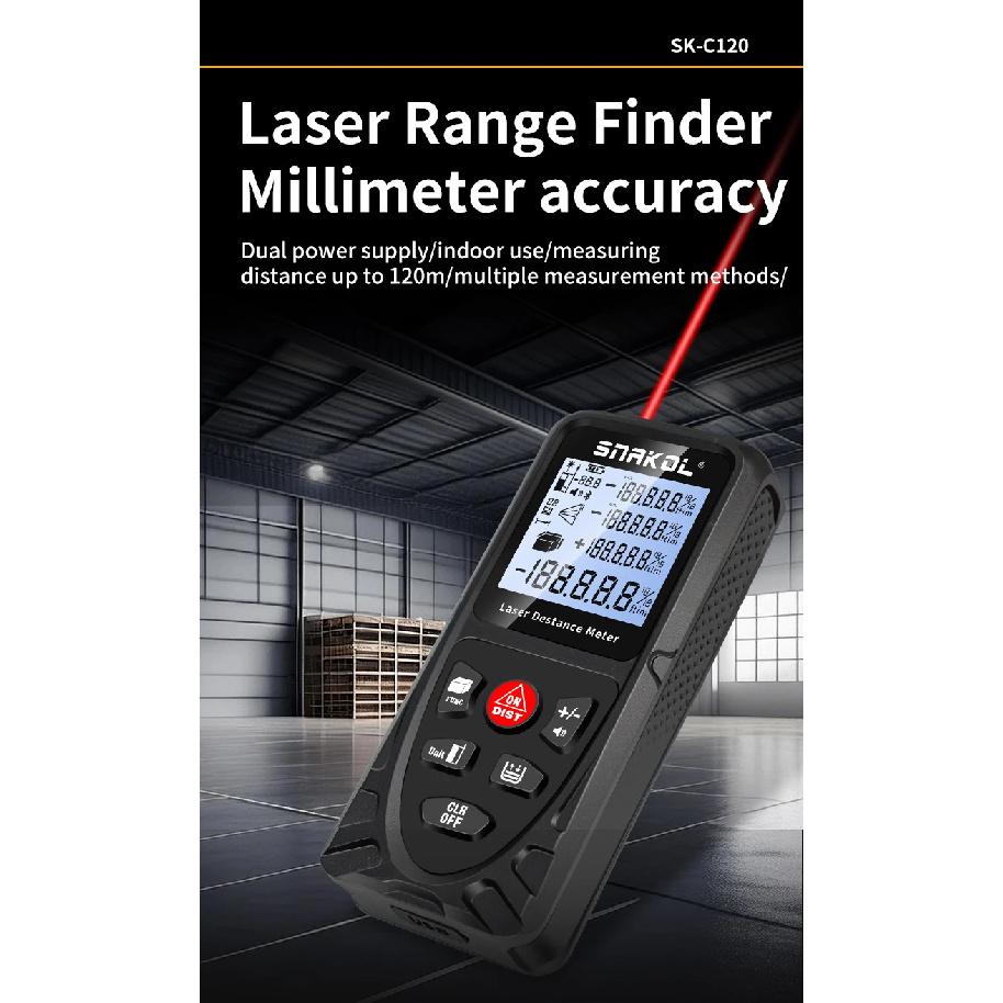 Snakol Laser Distance Meter 50M 70M 100M 120M Profesional Digital Rangefinder Roulette Ruler Laser Tape Measure with USB Charge