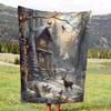 1pc Winter Forest Cabin & Wildlife Throw Blanket - Perfect Christmas & Winter Holiday Decor, Ideal Small Gift for Nature Lovers