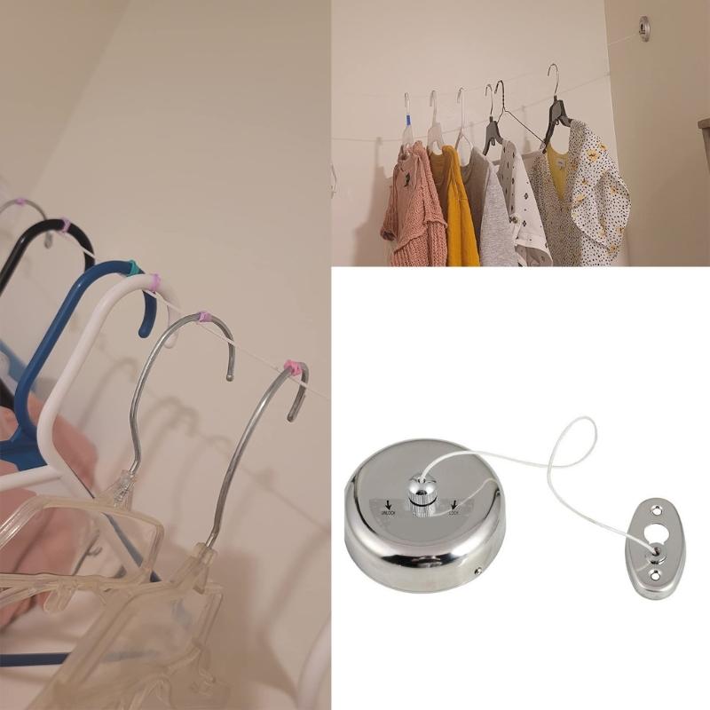 Portable Telescopic Clothesline Stainless Steel Wall Mounted Design Adjustable Length Clothes Line For Home Use