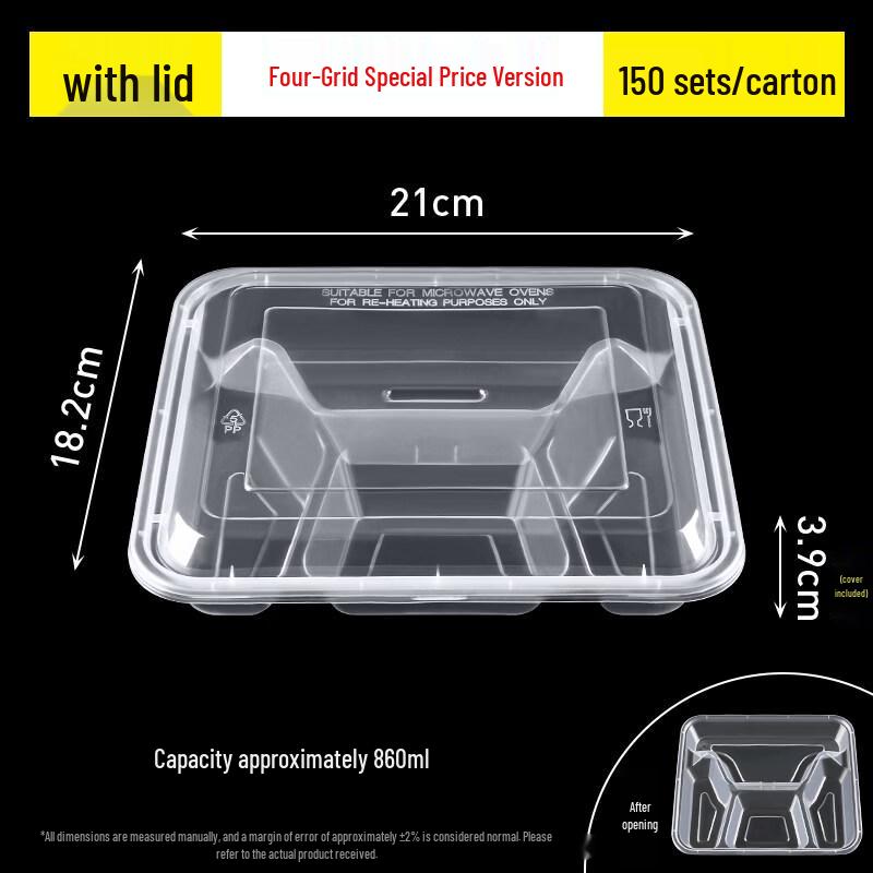 

ZISIZ Disposable Multi-Compartment Plastic Food Container