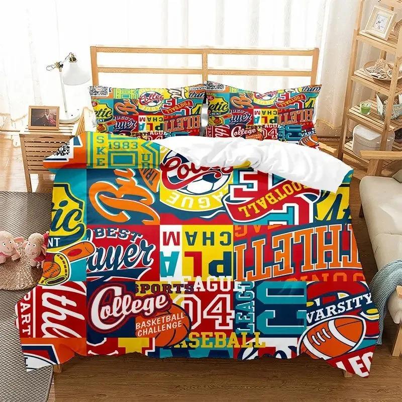 Hippie Graffiti Duvet Cover Set King Queen Size for Boys Youth Polyester Comforter Cover Modern Street Art Bedspread Cover