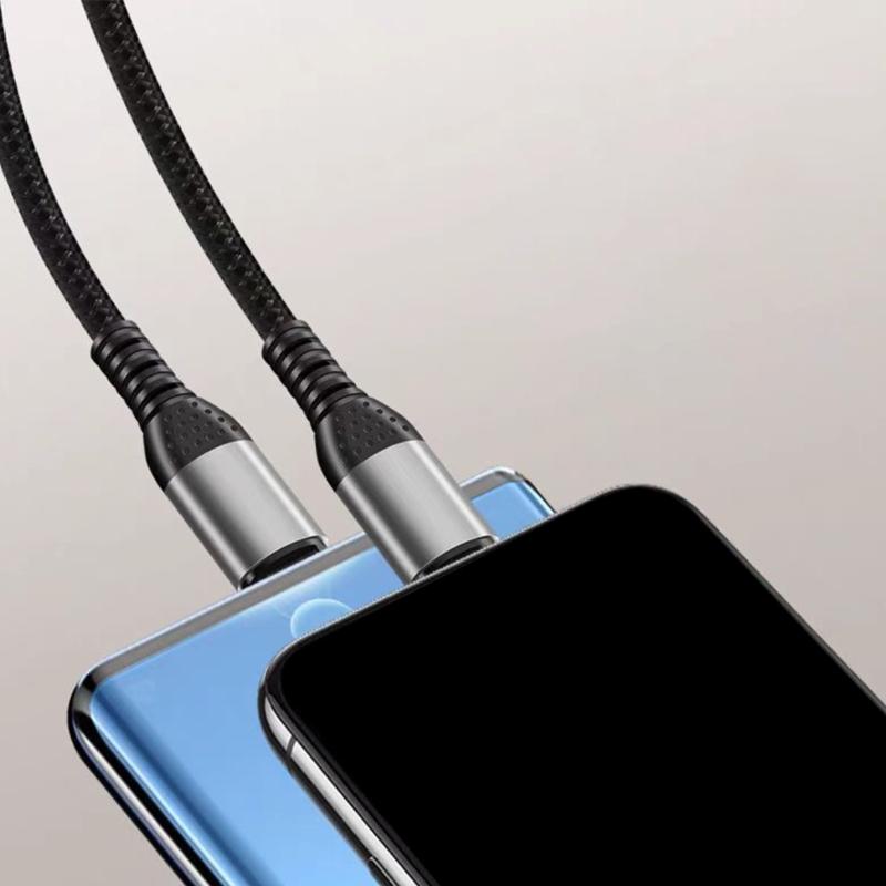 Universal 66W Fast Charge Data Cable 2 in 1 With Type C Connectors And Charging Port For Smartphones And Laptops