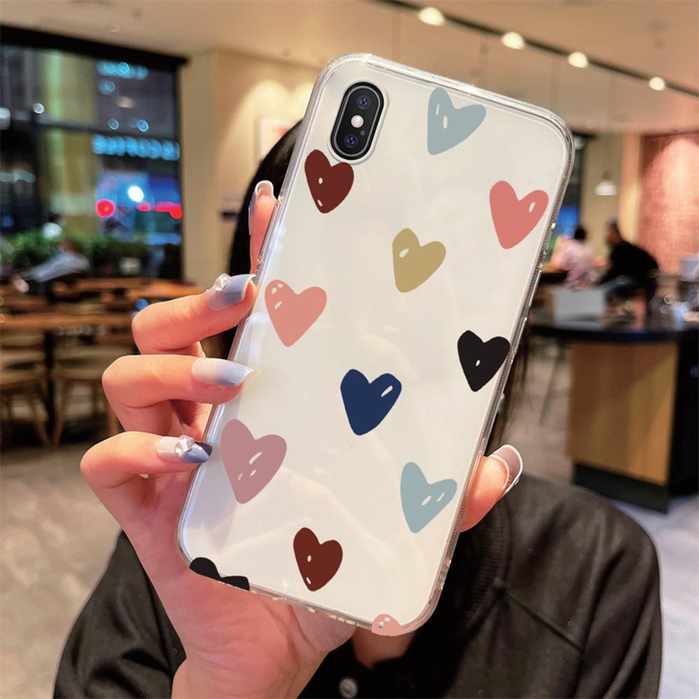 

Phone Case For iphone 13 Pro Max X XS Max XR SE 2020 2022 13 Plus Women Heart Love Transparent Clear Non-Yellowing Cover Fundas iphone SE 2022