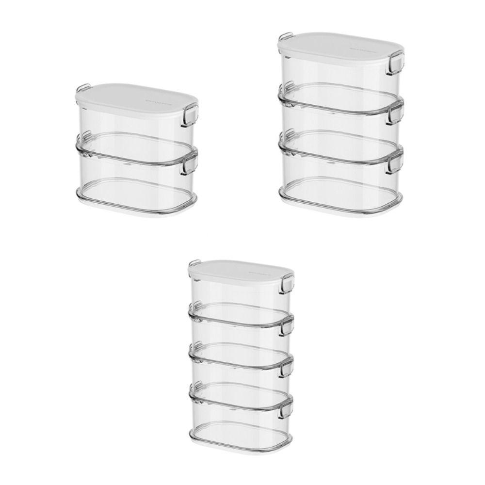 4pcs/Set 2/3/4 Layers Seasoning Jar Stackable Storage Case Household Spice Container Picnic Camping
