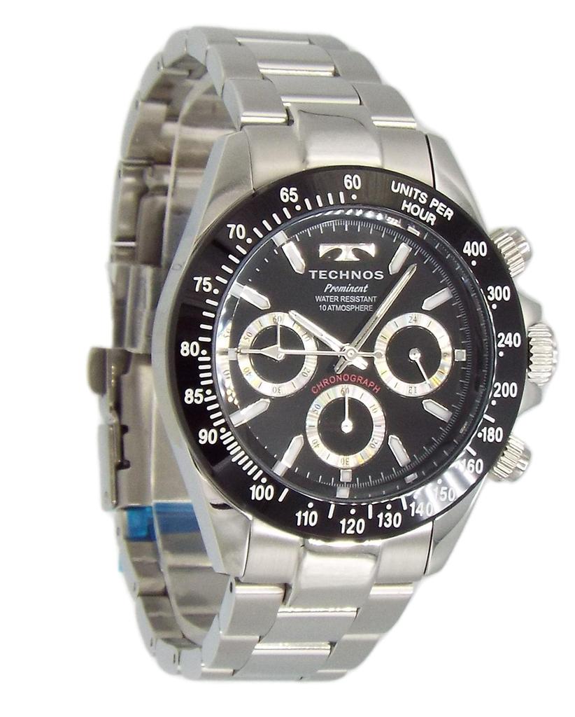 TECHNOS klokke Prominent-serien Technos Kronograf Rustfritt stålkasse Svart Sports Kronograf TAP403ATB