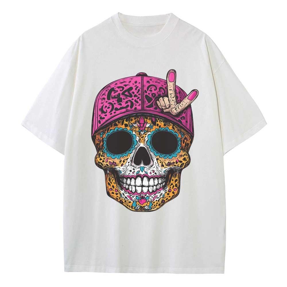 Summer Loose T-shirt Cotton Pattern T-shirt Designer Clothes Leopard Print Skull Pattern Shoulder Retro Neutral Top T-shirt